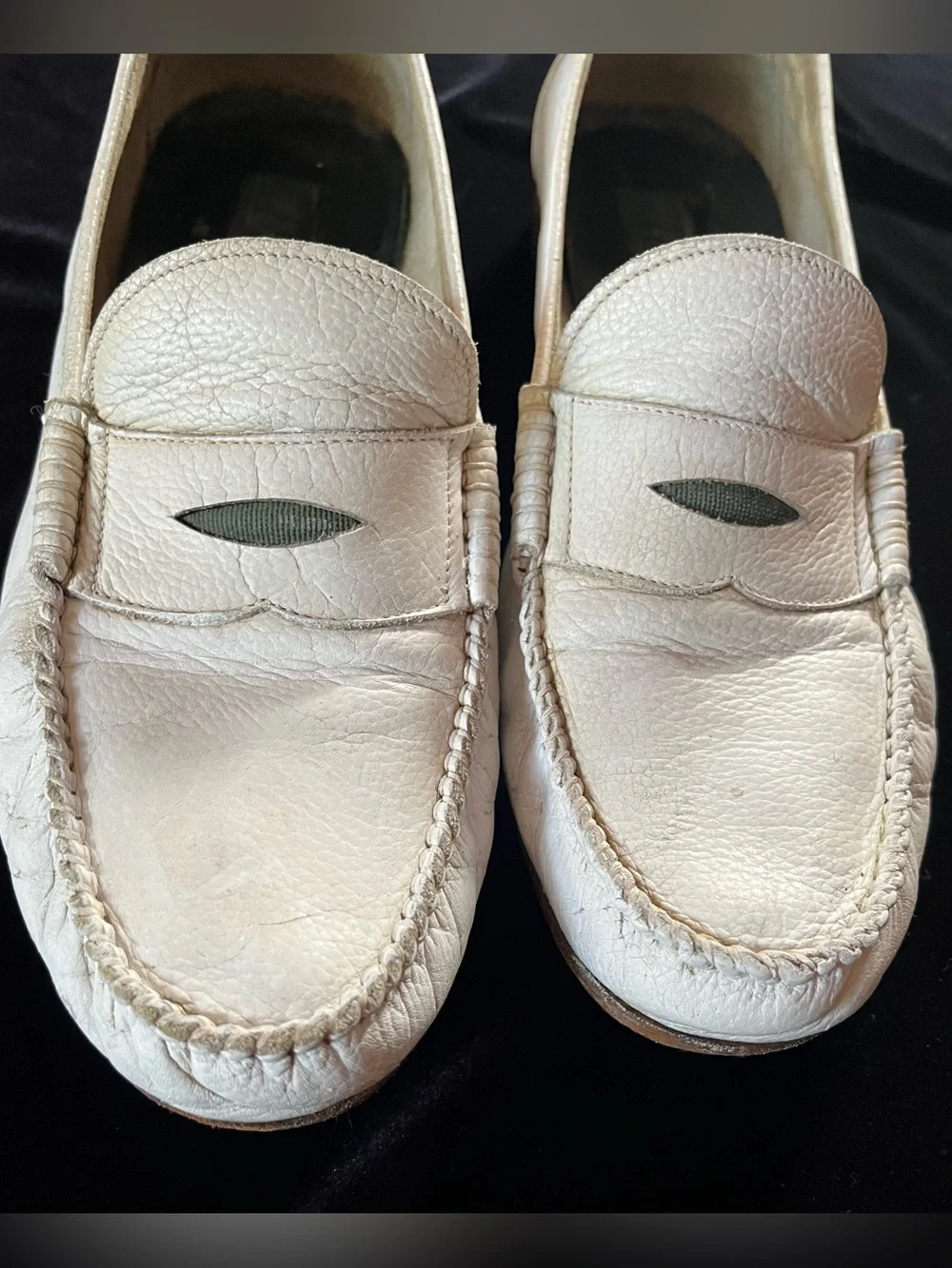 Gucci Vintage Men's White Penny Loafers